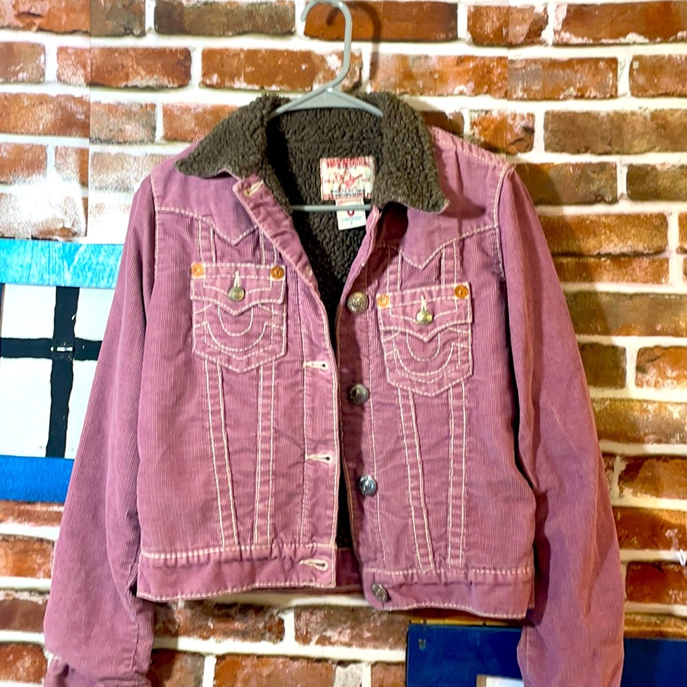 Womens True Religion sherpa lined coat size L